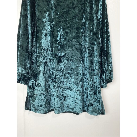 Michael Kors Velvet Top Size L Emerald Green Crushed Blouse Bell Sleeves 3/4 - Picture 6 of 14